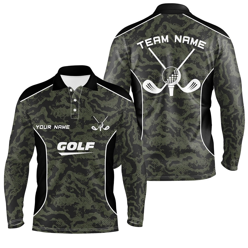 Golf Polo shirts, Mens Golf Polo Shirts Custom Green Camo Golf Tops For Mens, Golf Clubs Team Golf Jerseys
