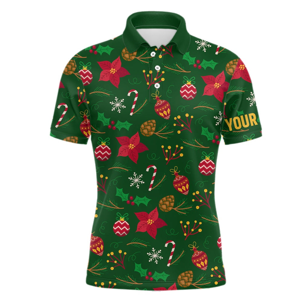 Golf Polo shirts, Mens Golf Polo Shirts Custom Green Christmas Pattern Shirt For Ladies