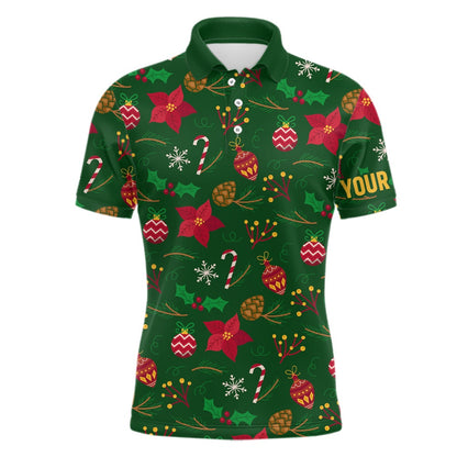 Golf Polo shirts, Mens Golf Polo Shirts Custom Green Christmas Pattern Shirt For Ladies