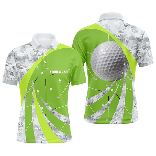 Golf Polo shirts, Mens Golf Polo Shirts Custom Green Golf Clubs Pattern For The Golfers