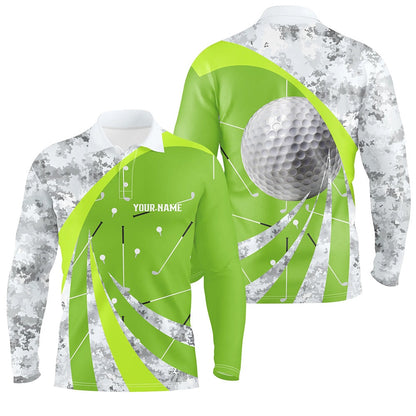 Golf Polo shirts, Mens Golf Polo Shirts Custom Green Golf Clubs Pattern For The Golfers