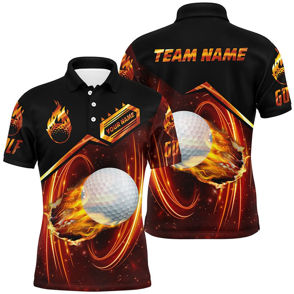 Golf Polo shirts, Mens Golf Polo Shirts Custom Light Flame Golf Ball Team Golf Jerseys, Golf Attire For Men