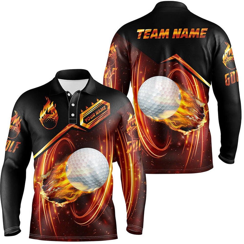 Golf Polo shirts, Mens Golf Polo Shirts Custom Light Flame Golf Ball Team Golf Jerseys, Golf Attire For Men