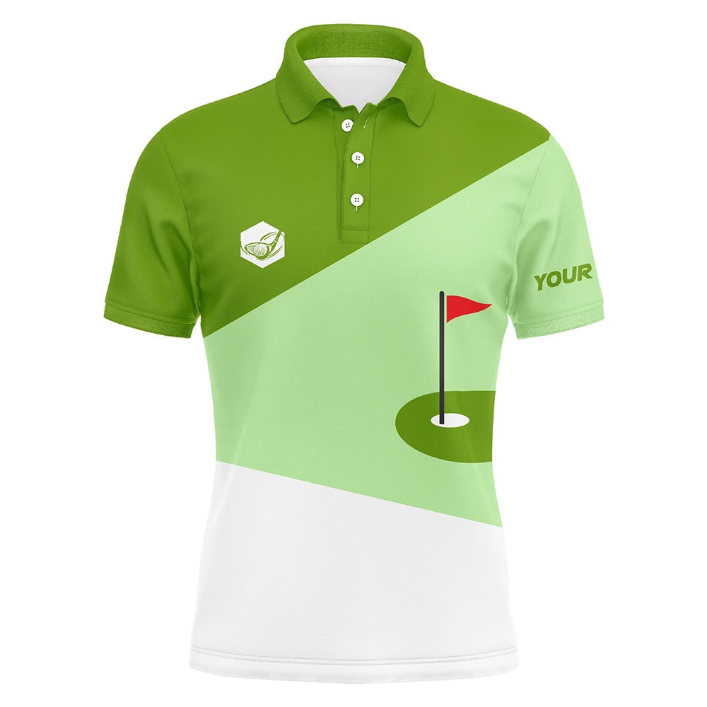 Golf Polo shirts, Mens Golf Polo Shirts Custom Lime Green And White Golf Apparel For Men