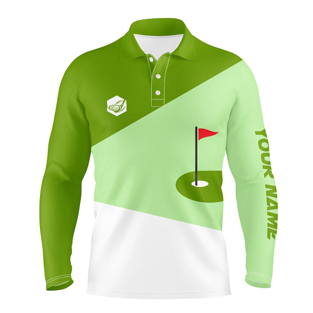 Golf Polo shirts, Mens Golf Polo Shirts Custom Lime Green And White Golf Apparel For Men