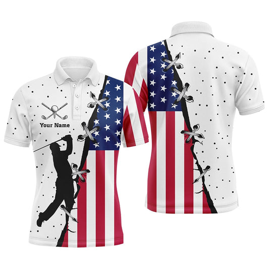 Golf Polo shirts, Mens Golf Polo Shirts Custom Name American Flag Patriotic Golf Shirts, Team Golf Tops For Mens