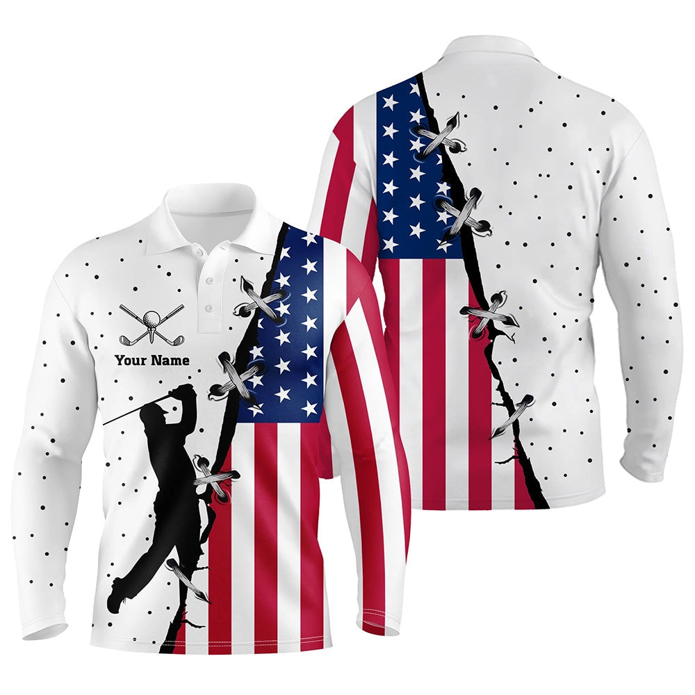 Golf Polo shirts, Mens Golf Polo Shirts Custom Name American Flag Patriotic Golf Shirts, Team Golf Tops For Mens