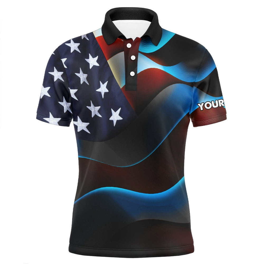 Golf Polo shirts, Mens Golf Polo Shirts Custom Name Black American Flag Patriotic Golf Shirts For Mens Golfing Gifts