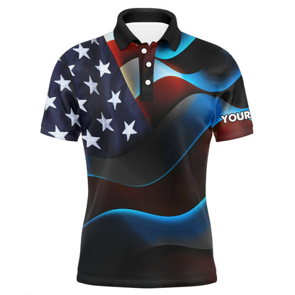 Golf Polo shirts, Mens Golf Polo Shirts Custom Name Black American Flag Patriotic Golf Shirts For Mens Golfing Gifts