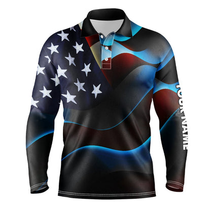 Golf Polo shirts, Mens Golf Polo Shirts Custom Name Black American Flag Patriotic Golf Shirts For Mens Golfing Gifts