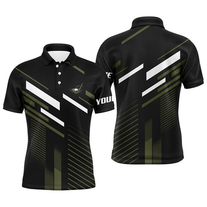 Golf Polo shirts, Mens Golf Polo Shirts Custom Name Black Green Plaid Golf Outfit Men, Men'S Golf Clothes