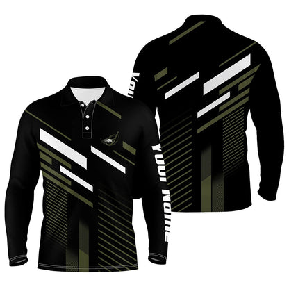 Golf Polo shirts, Mens Golf Polo Shirts Custom Name Black Green Plaid Golf Outfit Men, Men'S Golf Clothes