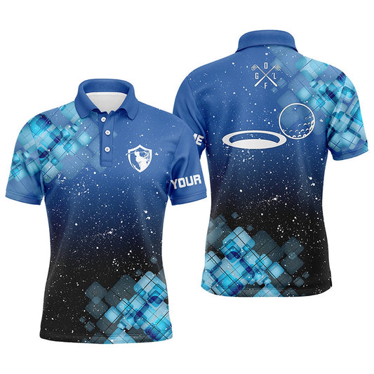 Golf Polo shirts, Mens Golf Polo Shirts Custom Name Blue Abstract Funny Mens Golf Shirts Golf Clothes