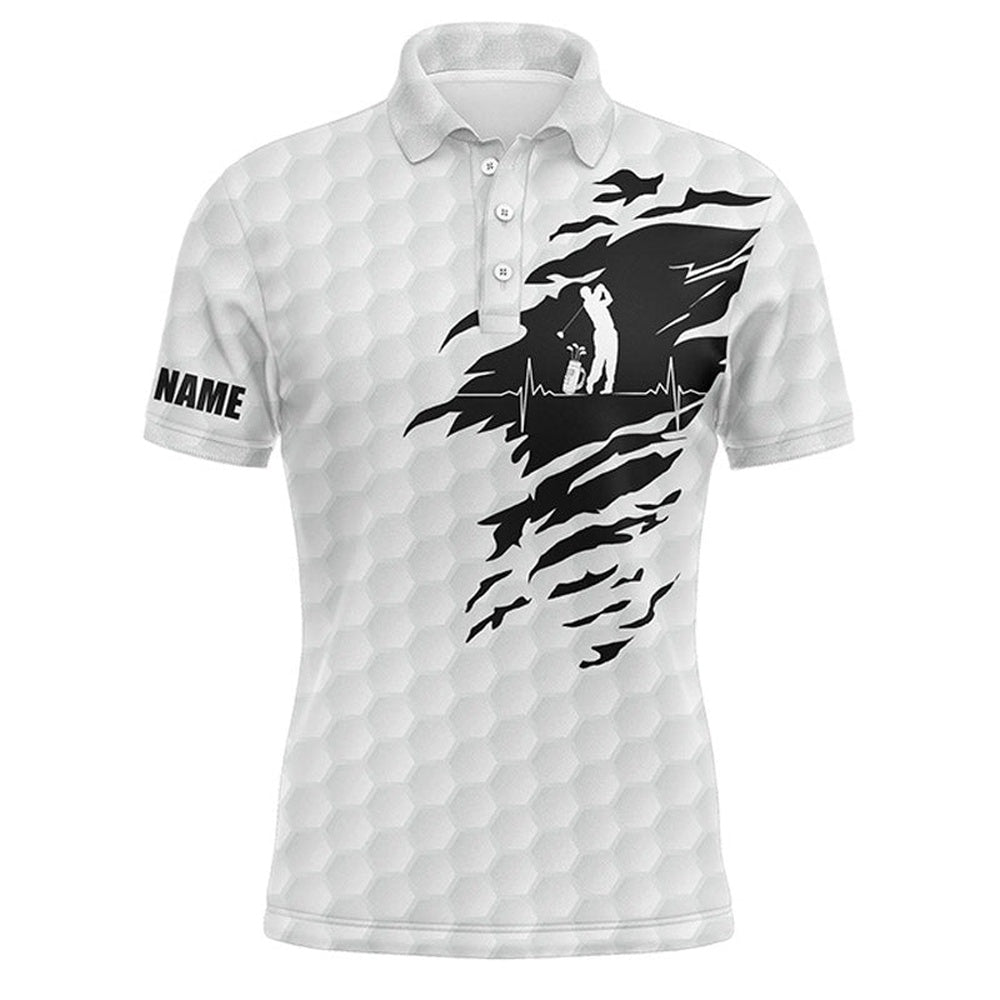 Golf Polo shirts, Mens Golf Polo Shirts Custom Name Golf Ball Pattern White Golf Shirt, Gifts For Golf Lovers
