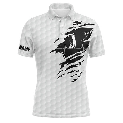 Golf Polo shirts, Mens Golf Polo Shirts Custom Name Golf Ball Pattern White Golf Shirt, Gifts For Golf Lovers