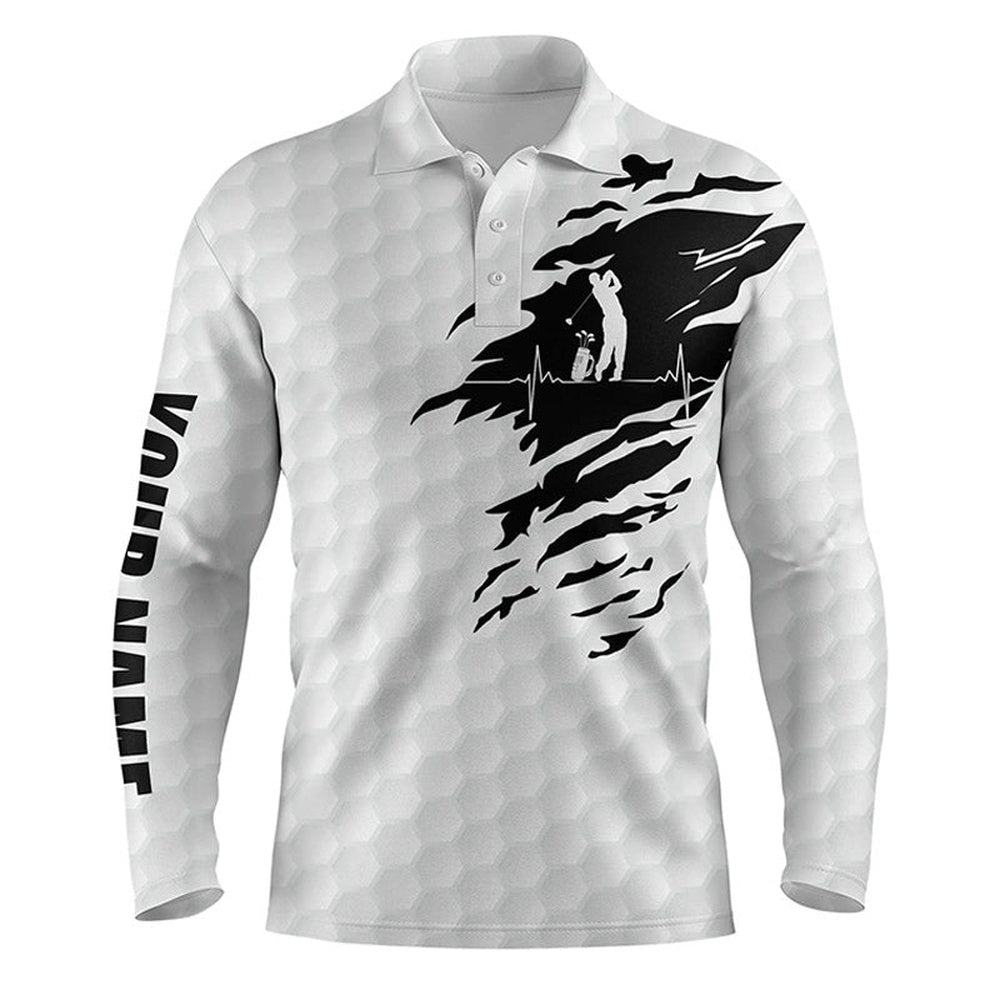 Golf Polo shirts, Mens Golf Polo Shirts Custom Name Golf Ball Pattern White Golf Shirt, Gifts For Golf Lovers