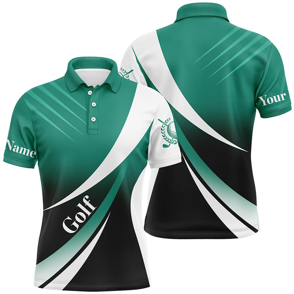 Golf Polo shirts, Mens Golf Polo Shirts Custom Name Green And White Golf Shirt, Tournament Golf Tops For Mens