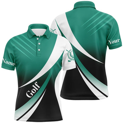 Golf Polo shirts, Mens Golf Polo Shirts Custom Name Green And White Golf Shirt, Tournament Golf Tops For Mens