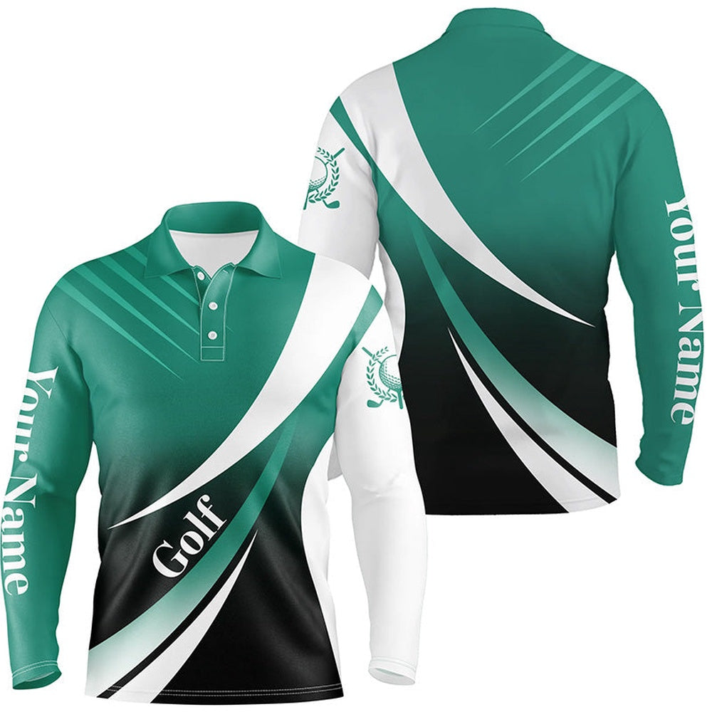 Golf Polo shirts, Mens Golf Polo Shirts Custom Name Green And White Golf Shirt, Tournament Golf Tops For Mens