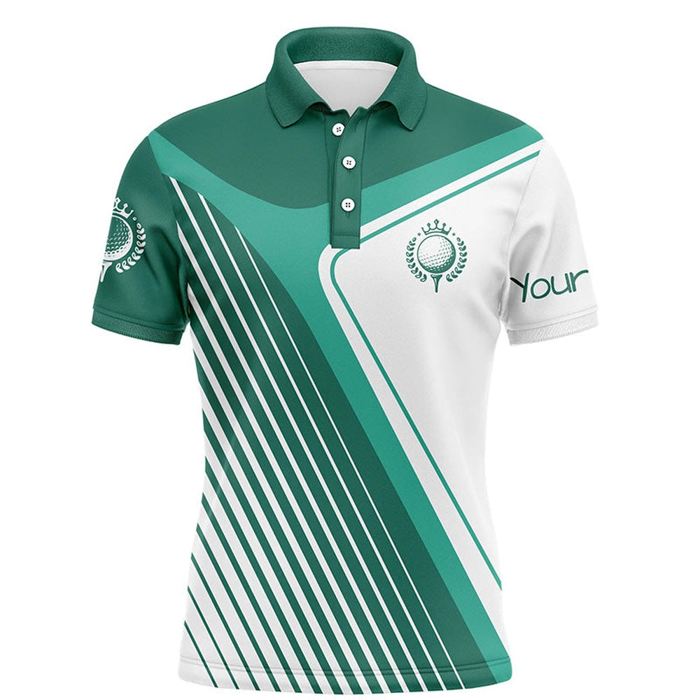 Golf Polo shirts, Mens Golf Polo Shirts Custom Name Green And White Plaid Team Mens Golf Tournament Polo Shirts
