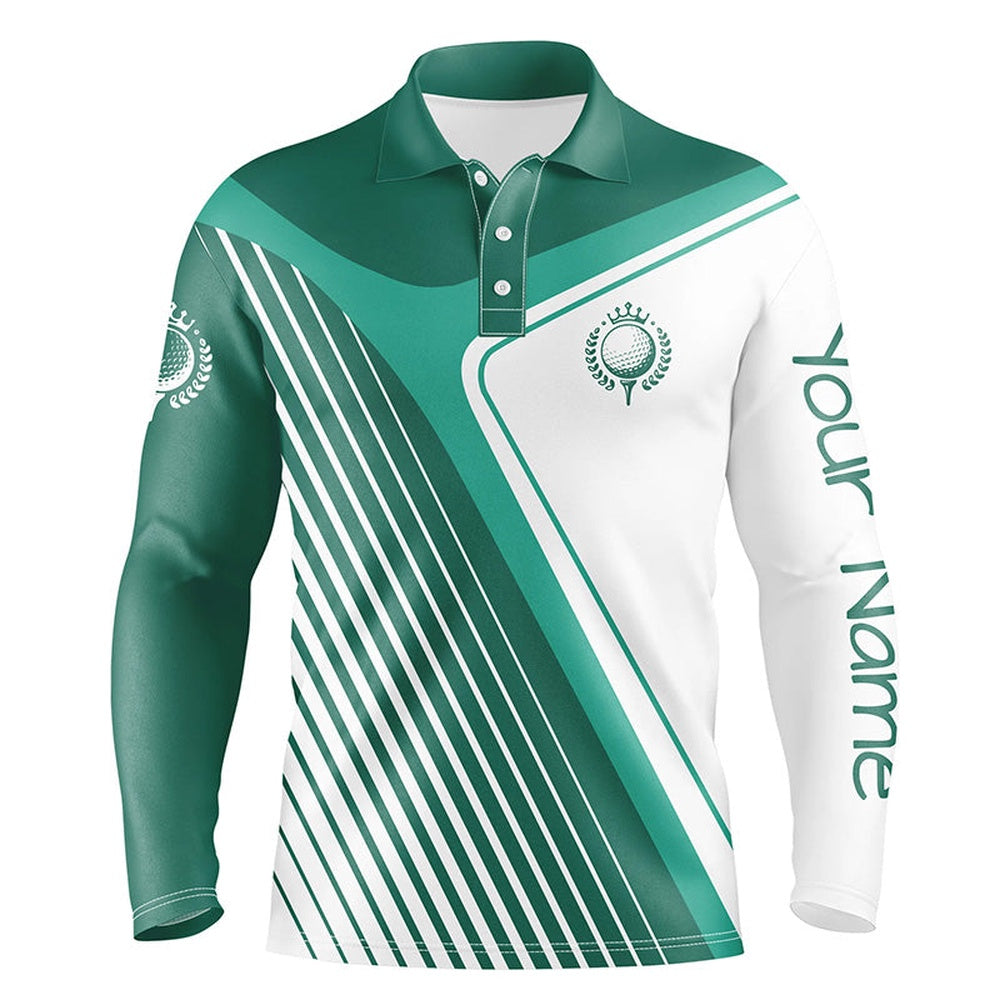 Golf Polo shirts, Mens Golf Polo Shirts Custom Name Green And White Plaid Team Mens Golf Tournament Polo Shirts