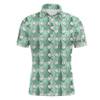 Golf Polo shirts, Mens Golf Polo Shirts Custom Name Green Pine Tree Golf Tees Pattern, Golf Outfits For Mens