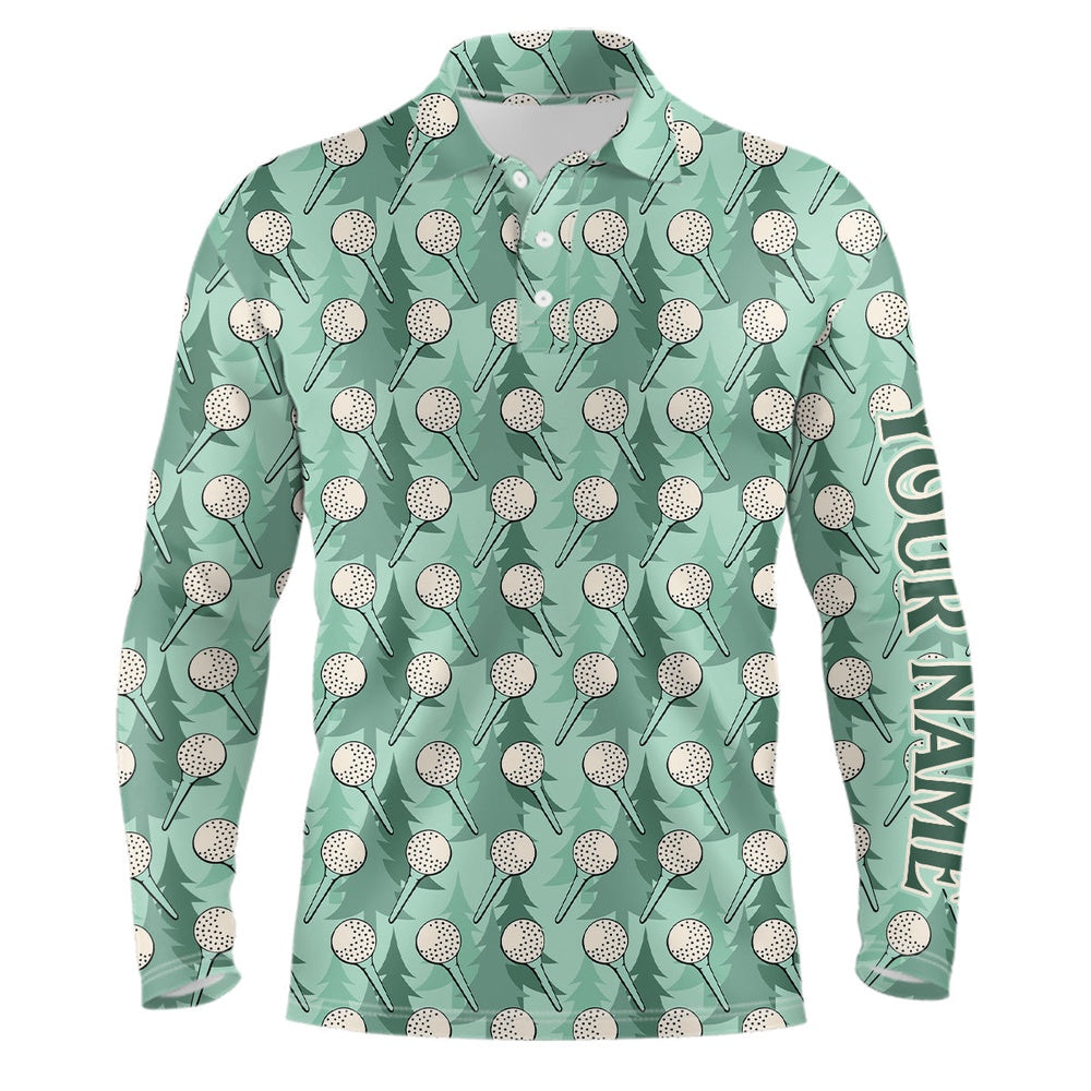 Golf Polo shirts, Mens Golf Polo Shirts Custom Name Green Pine Tree Golf Tees Pattern, Golf Outfits For Mens