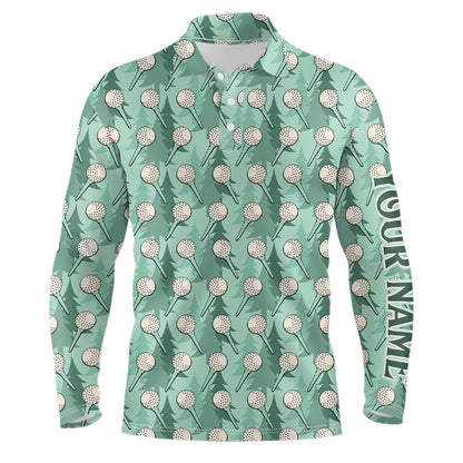 Golf Polo shirts, Mens Golf Polo Shirts Custom Name Green Pine Tree Golf Tees Pattern, Golf Outfits For Mens