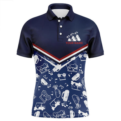 Golf Polo shirts, Mens Golf Polo Shirts Custom Name Navy Golf Equipment Seamless, Personalized Golf Shirts For Men