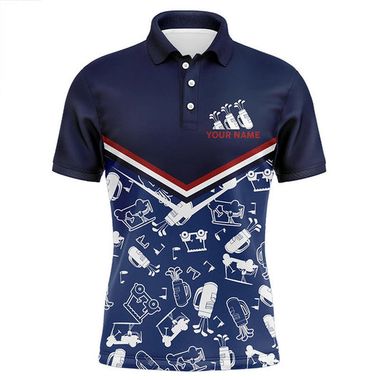 Golf Polo shirts, Mens Golf Polo Shirts Custom Name Navy Golf Equipment Seamless, Personalized Golf Shirts For Men