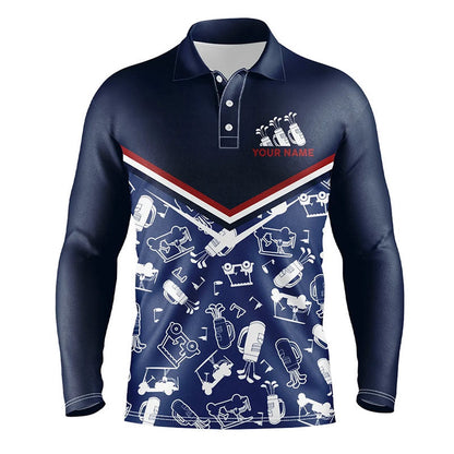 Golf Polo shirts, Mens Golf Polo Shirts Custom Name Navy Golf Equipment Seamless, Personalized Golf Shirts For Men