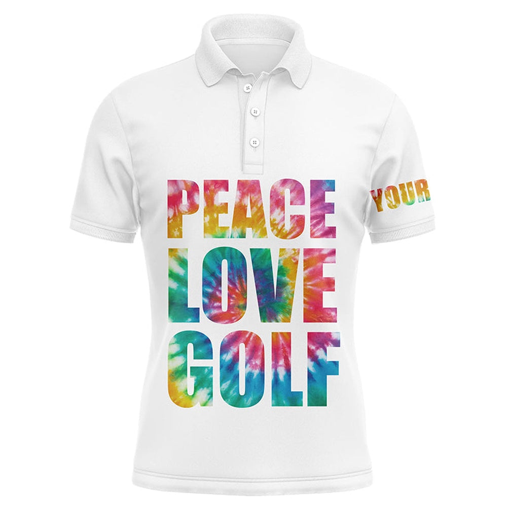 Golf Polo shirts, Mens Golf Polo Shirts Custom Name Tie Dye Peace Love Golf, Personalized Golf Shirts For Men