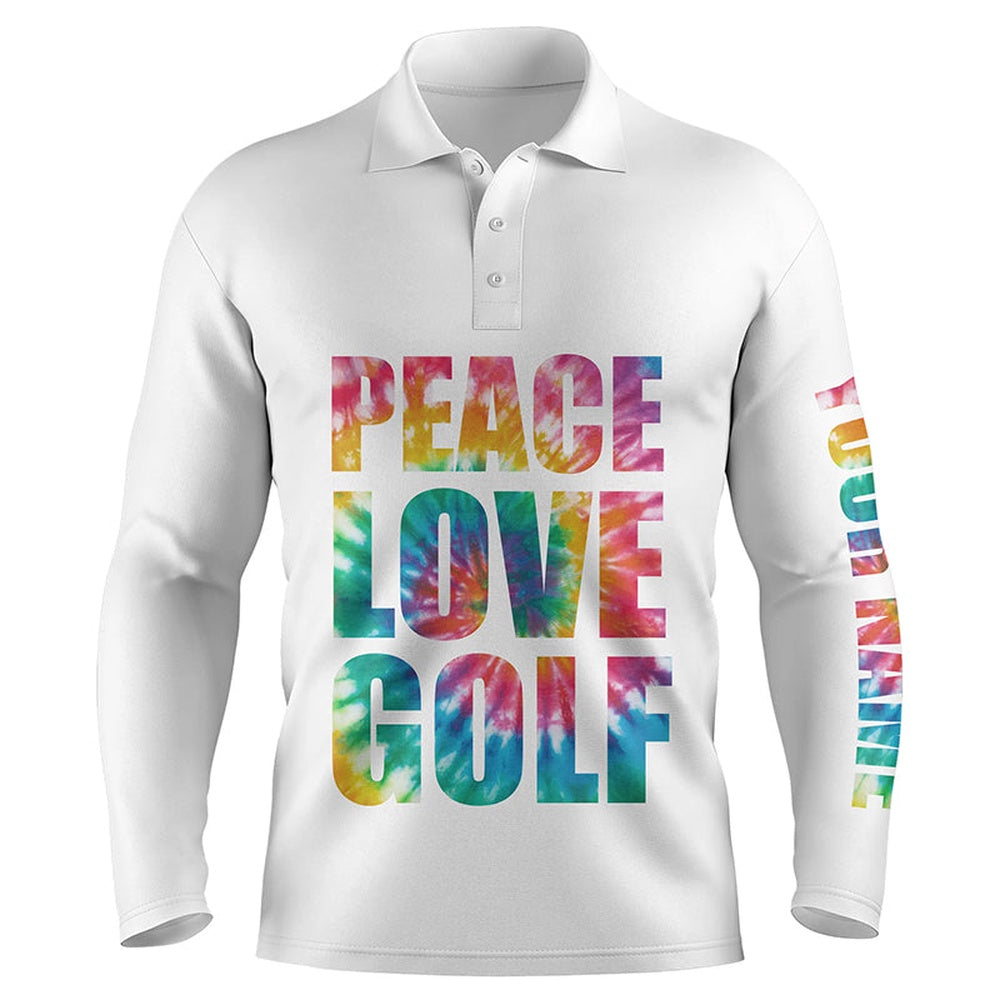 Golf Polo shirts, Mens Golf Polo Shirts Custom Name Tie Dye Peace Love Golf, Personalized Golf Shirts For Men