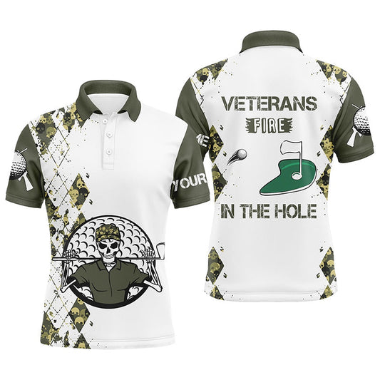 Golf Polo shirts, Mens Golf Polo Shirts Custom Name Veterans Fire In The Hole Skull Golf Shirt, Golf Tops For Mens