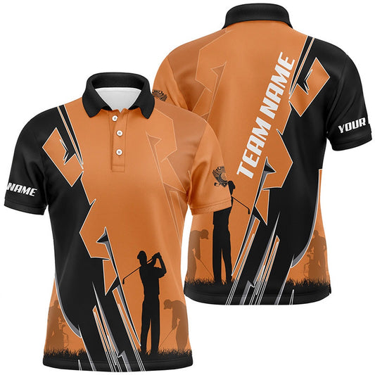 Golf Polo shirts, Mens Golf Polo Shirts Custom Orange And Black Golf Tops For Men, Best Golf Gifts