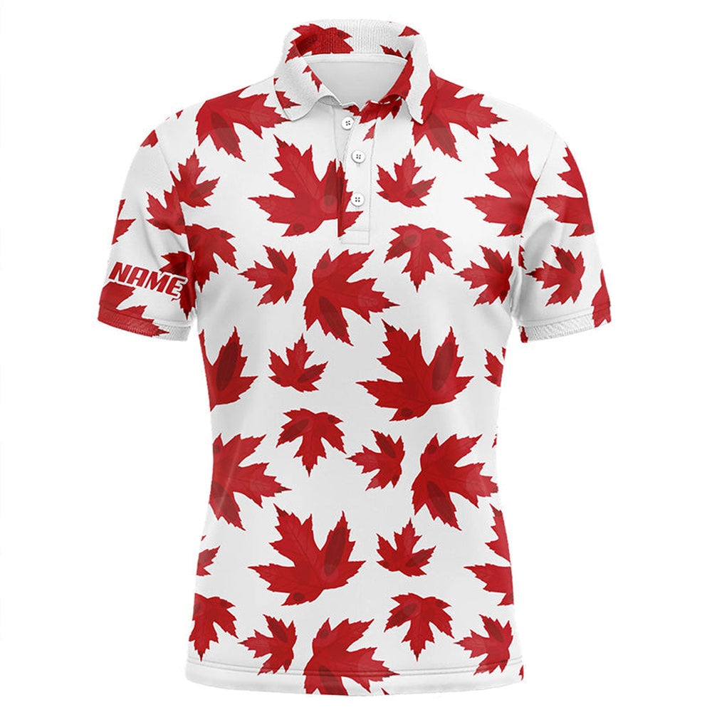 Golf Polo shirts, Mens Golf Polo Shirts Custom Patriot Golf Tops Red Canada Maple Leaf Pattern Team Golf Polo Shirts