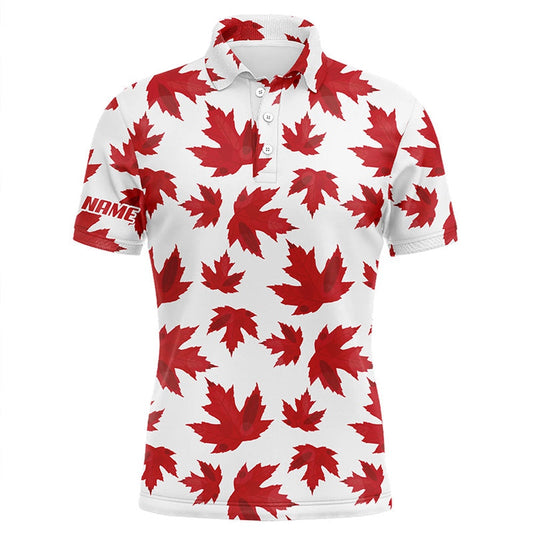 Golf Polo shirts, Mens Golf Polo Shirts Custom Patriot Golf Tops Red Canada Maple Leaf Pattern Team Golf Polo Shirts