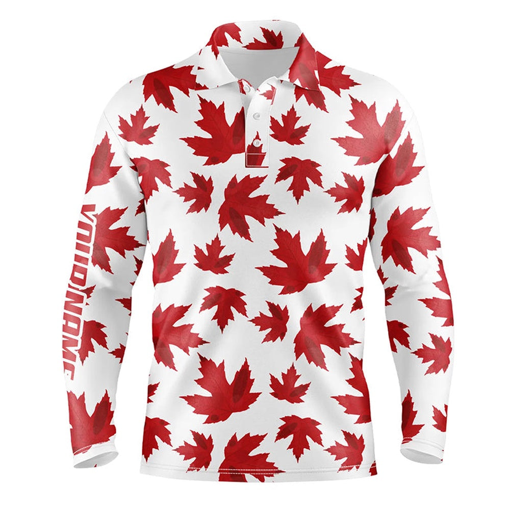 Golf Polo shirts, Mens Golf Polo Shirts Custom Patriot Golf Tops Red Canada Maple Leaf Pattern Team Golf Polo Shirts