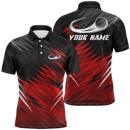 Golf Polo shirts, Mens Golf Polo Shirts Custom Red And Black Pattern Shirt For Mens