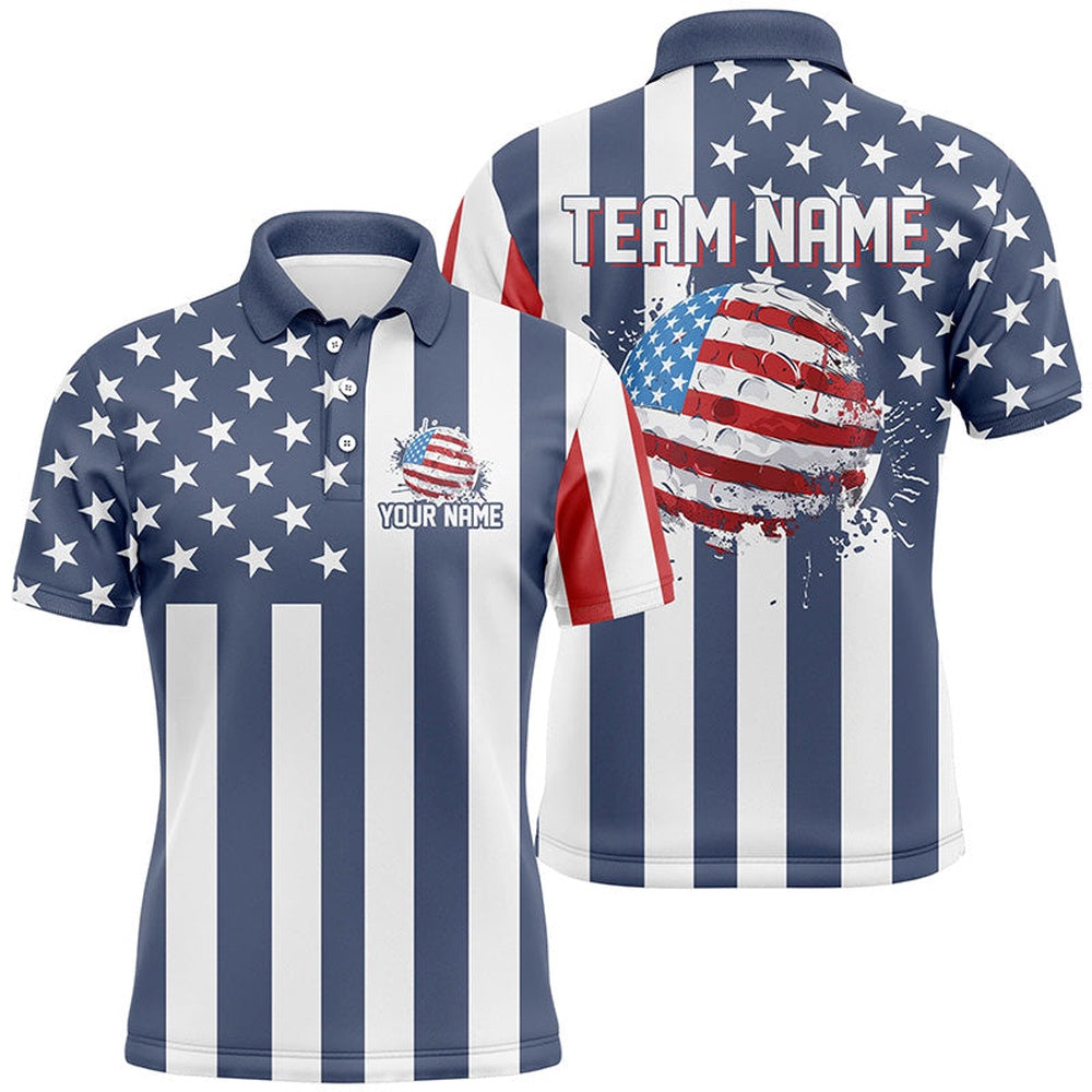 Golf Polo shirts, Mens Golf Polo Shirts Custom Red, White And Blue American Flag Mens Golf Tops, Best Golf Gifts
