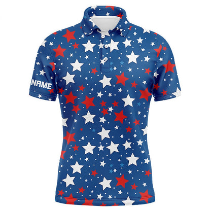 Golf Polo shirts, Mens Golf Polo Shirts Custom Red, White And Blue Stars Pattern Patriotic Golf Shirt Mens