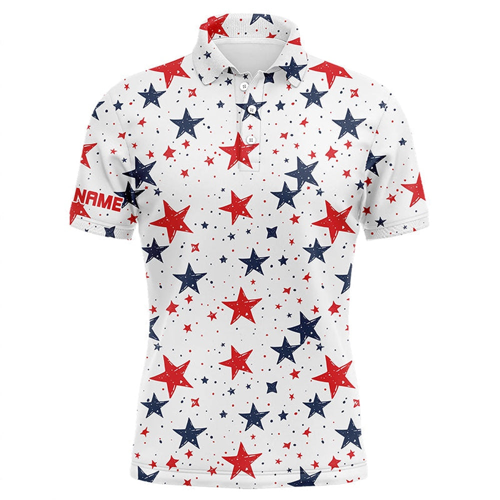 Golf Polo shirts, Mens Golf Polo Shirts Custom Red, White And Blue Stars Pattern Patriotic Mens Golf Clothes