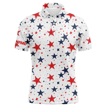 Golf Polo shirts, Mens Golf Polo Shirts Custom Red, White And Blue Stars Pattern Patriotic Mens Golf Clothes