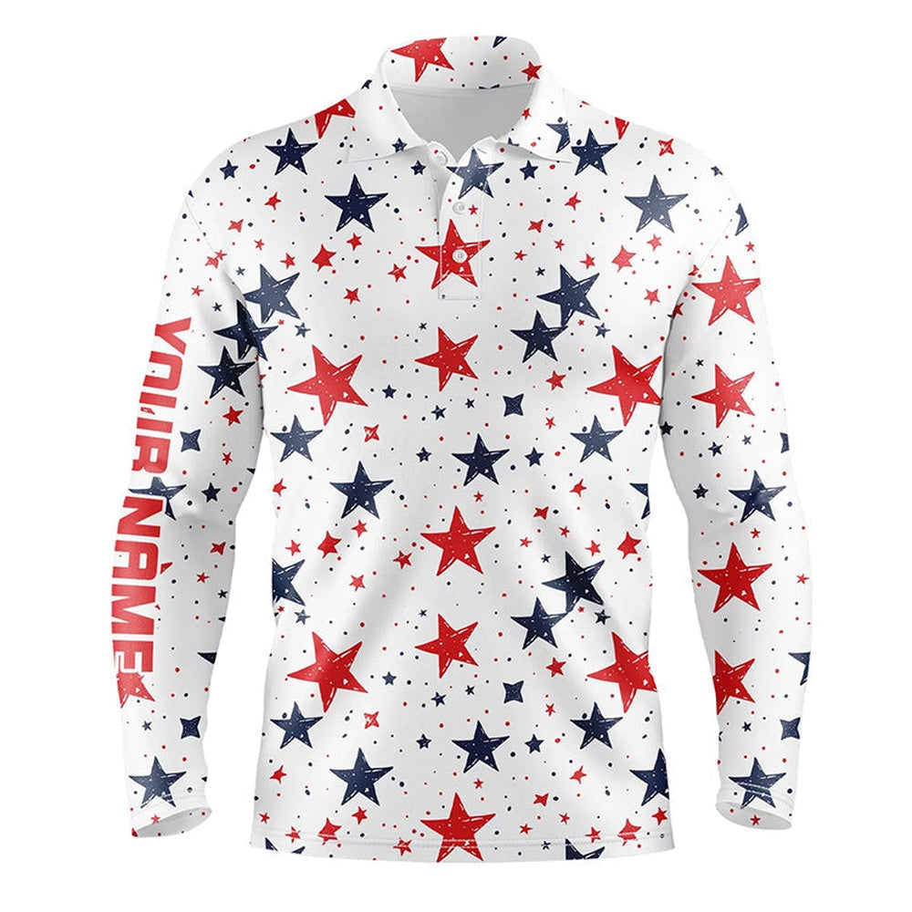 Golf Polo shirts, Mens Golf Polo Shirts Custom Red, White And Blue Stars Pattern Patriotic Mens Golf Clothes
