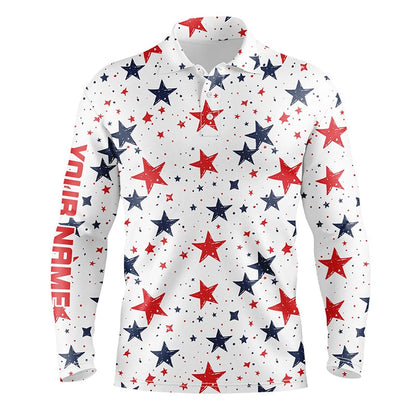 Golf Polo shirts, Mens Golf Polo Shirts Custom Red, White And Blue Stars Pattern Patriotic Mens Golf Clothes