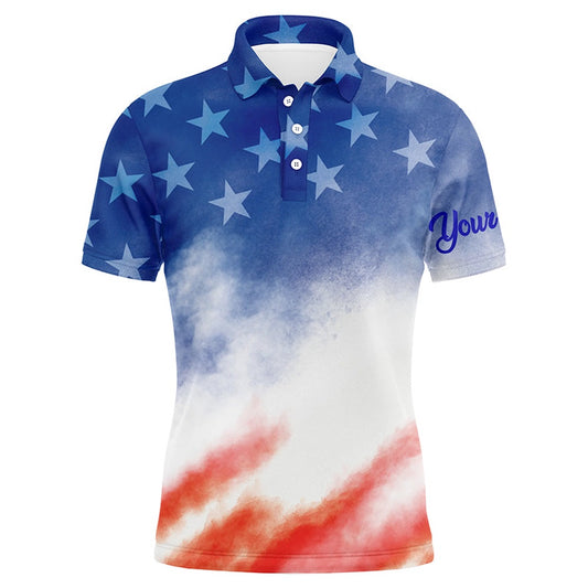 Golf Polo shirts, Mens Golf Polo Shirts Custom Red White And Blue Tie Dye Pattern American Flag Team Golf Wear For Mens