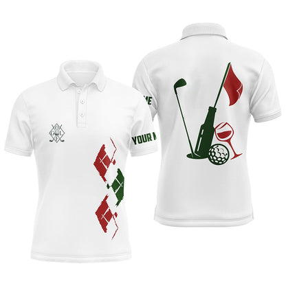 Golf Polo shirts, Mens Golf Polo Shirts Custom Vintage Golf And Wine Golf Clubs Christmas Polo Shirts