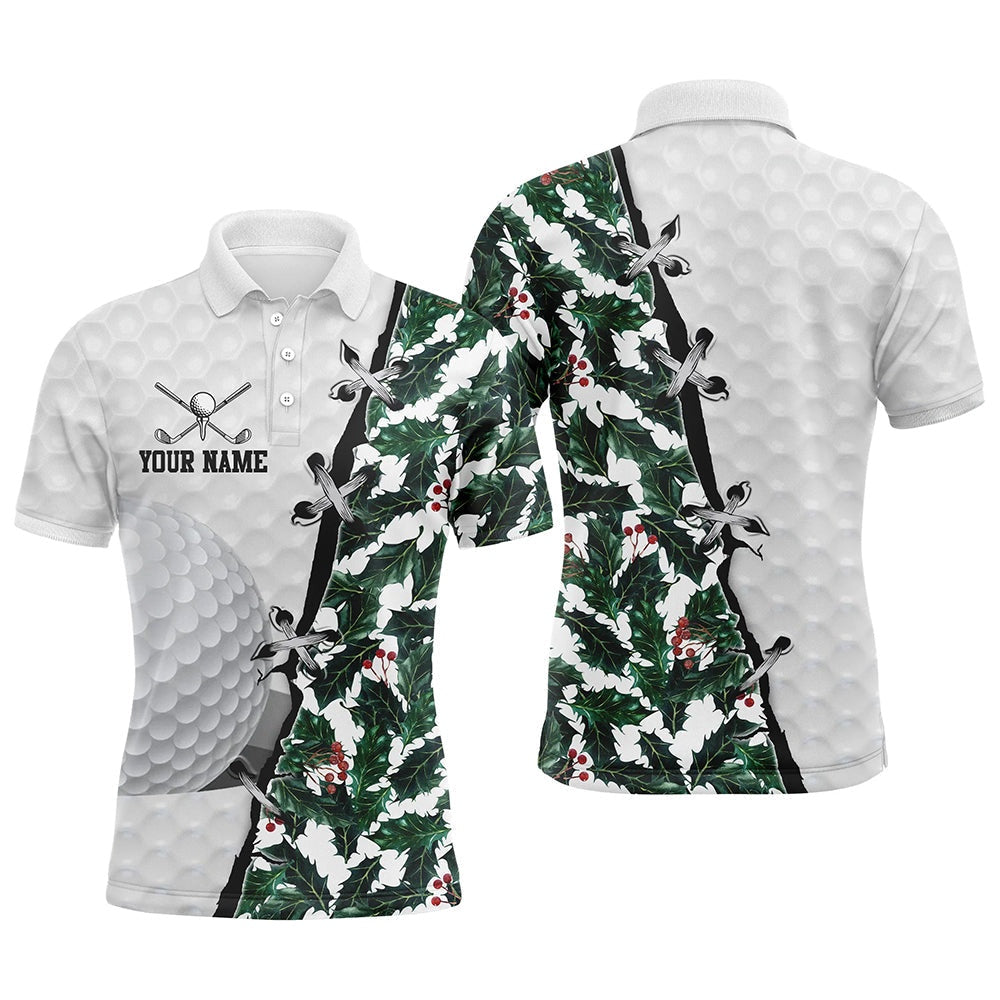 Golf Polo shirts, Mens Golf Polo Shirts Custom Watercolor Christmas Pattern Mens Golf Shirts, Team Golf Tops For Mens