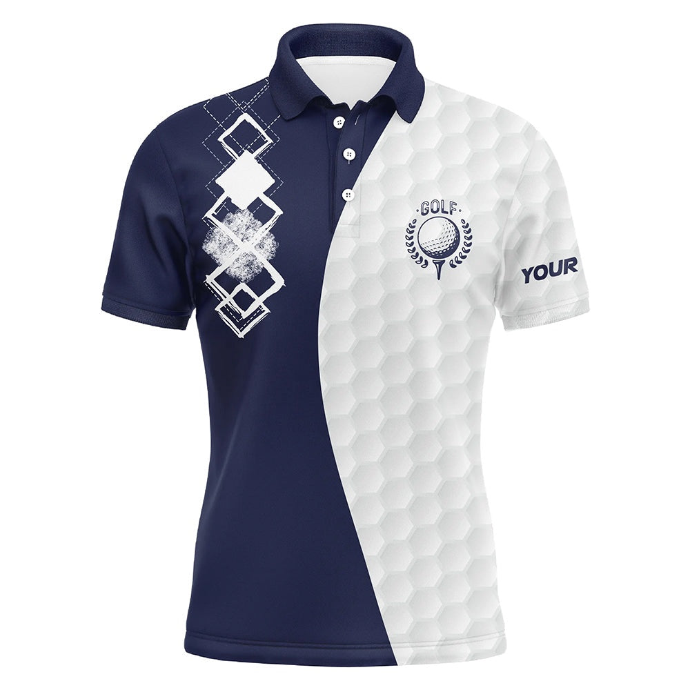 Golf Polo shirts, Mens Golf Polo Shirts Custom White Golf Ball Skin Golf Apparel For Men Navy