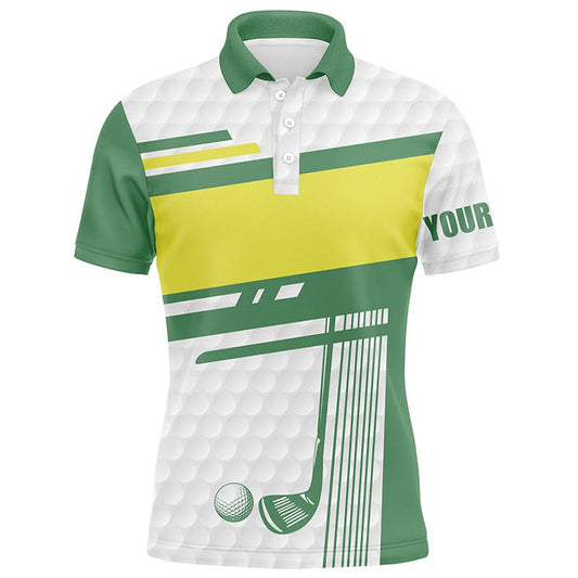 Golf Polo shirts, Mens Golf Polo Shirts Custom White, Green And Yellow Golf Clubs Best Mens Golf Wears